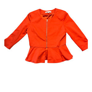New York & Company Orange Zipper Quarter Sleeve Blouse Size Large